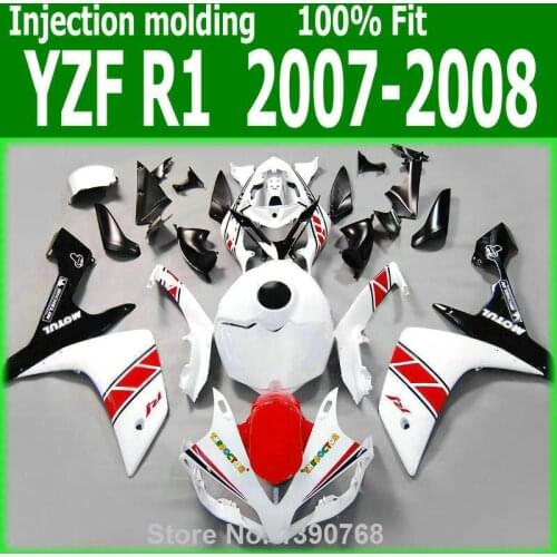 Abs Fairings For YAMAHA YZF R1 07 - 08 ( White & red ) Injection Molding fairing kit CQ67