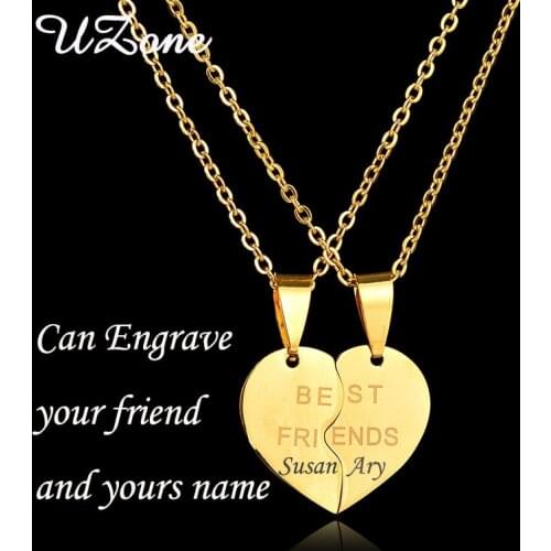 Necklace Engraved in Stainless Steel Personalized Name Necklace Nameplate - Custom Made with Any Name For Couple