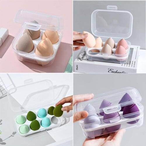Transparent 4/6/8 Grids Beauty Powder Puff Storage Box Makeup Egg Drying Case Portable Travel Sponge Holder Container Organizer
