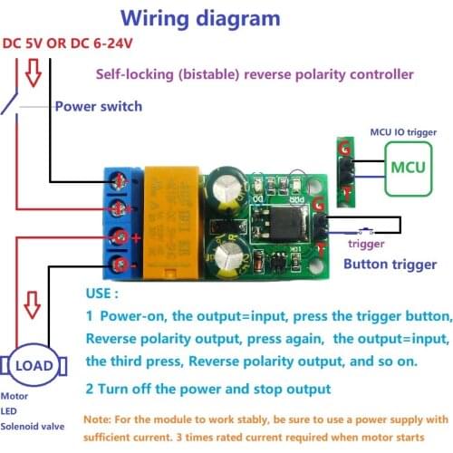 Dc 5-24v 2a Trigger Latch Motor Reversible Controller Board Self-Locking Bistable Reverse Polarity Relay Module