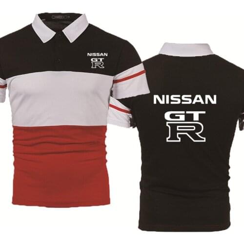 Fashion new Summer Mens polo shirt GTR car Logo printing Splicing high quality Pure cotton lapel casual Mens short sleeve