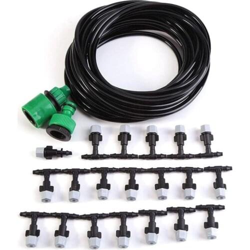 DIY Garden Patio Misting Mini Flow Drip Irrigation Misting Cooling System with Mist Nozzle Sprinkler for Plant Flower