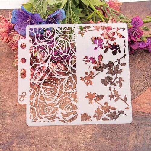 14.1*13 rose flowers scrapbook stencils spray plastic mold shield DIY cake hollow Embellishment printing lace ruler Easter