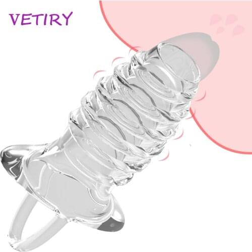 VETIRY Penis Sleeves Cock Extender Reusable Condoms With Scrotum Rings Cock Ring Delay Ejaculation Sex Toys for Men Erection