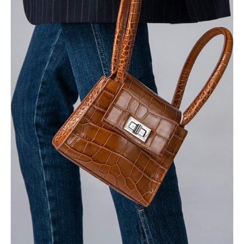 Vintage Alligator Box Women Handbags Designer Shoulder Bags Luxury Pu Leather Crossbody Bag Lady Small Flap Female Purses 2021