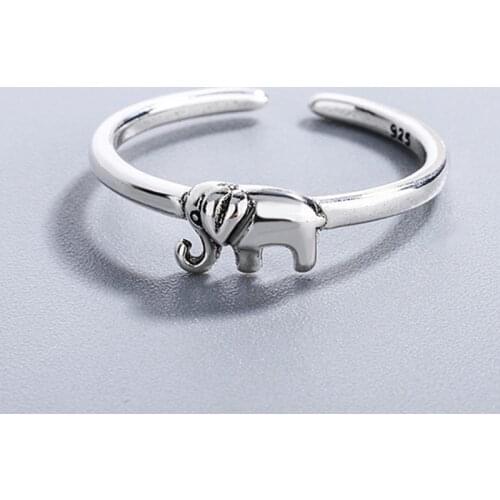 YIZIZAI Vintage Animal Elephant Ring for Women Ethnic Style Animal Hip Hop Silver Color Ring Party Jewelry Gift Antique Anillos