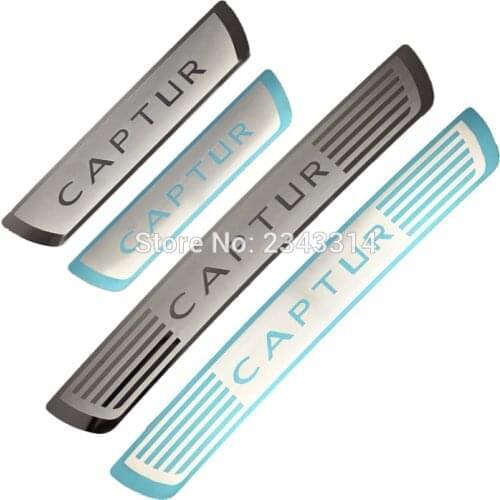 For Renault CAPTUR 2014-2019 2020 Accessories Stainless Door Sill Scuff Kick Plate Protector Trim Step Guard Cover Car Styling