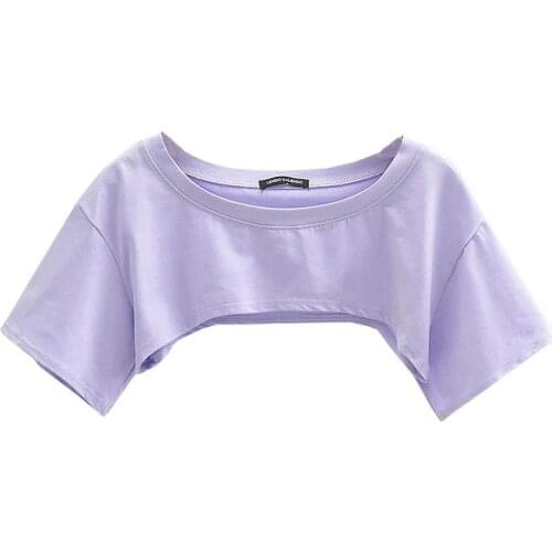 2021 Summer T Shirts Women Short Sleeve Solid Black White Crop Tops Shirts Party Club Casual Tee Tops Aesthetic Clothes