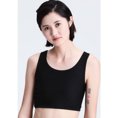 Hot Sale Lesbian Breathable Buckle Short Chest Breast Tomboy Bra Intimates Plus Size S- 5XL Breast Binder Trans Vest Tops