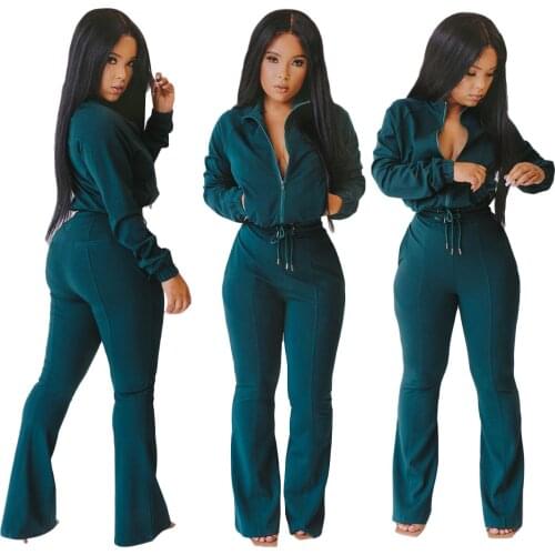 28S3897 Autumn Winter Women Casual Outdoor Solid Zipper Sports Two Piece Set Top and Pants Tracksuit Sweatsuit Outfits Hot