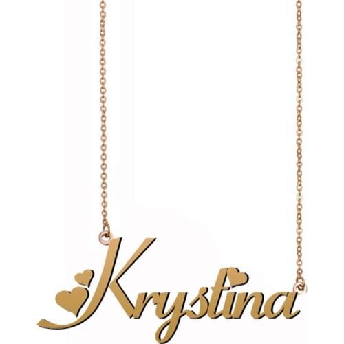 Krystina Custom Name Necklace Personalized Gold Stainless Steel 925 Silver for Women Girls Best Friends Birthday Christmas Gift