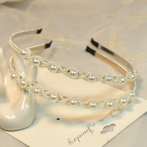 1PCS Fairy Pearl Flowers Girls Alloy Hair Bands Luxury Celebrity Girly Ornament Thin Headband Hair Accessories