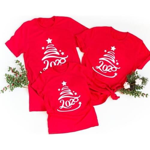 1pc Christmas Tree 2020 Family Matching Clothes Mother Father Kids T Shirt Xmas Festival Holiday Tees Camisetas Aesthetic Tumblr