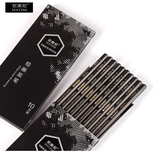 10 pcs Professional Sketching Charcoal Pencil N-8129 Drawing Carbon Pen Soft Medium Hard Manga Painting Supplies