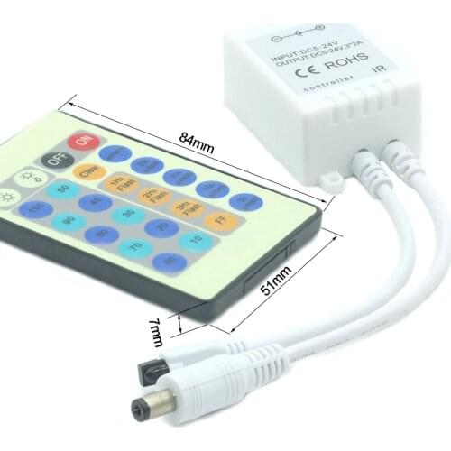 24 key DC5-24V 3*2A IR RGB Controller Dimmer With Mini Receiver for SMD 3528 5050 3014 LED Light Strip Flashing modes adjustable