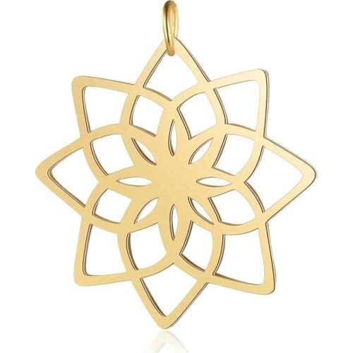 5pcs/Lot Stainless Steel Elegant Lotus Hollow Open Pendant Diy Fashion Necklace Earring Bracelet Jewelry Making Findings