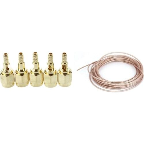 5 X SMA Male Straight Crimp Coax Connector With RG316 Coax Coaxial Cable Lead Low Loss RF Adapter