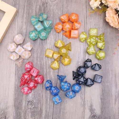 7pcs D20 Acrylic Polyhedral Dice Glitter Double Colors 20 Sided Dices Table Board Playing Game for Bar Pub Club Party