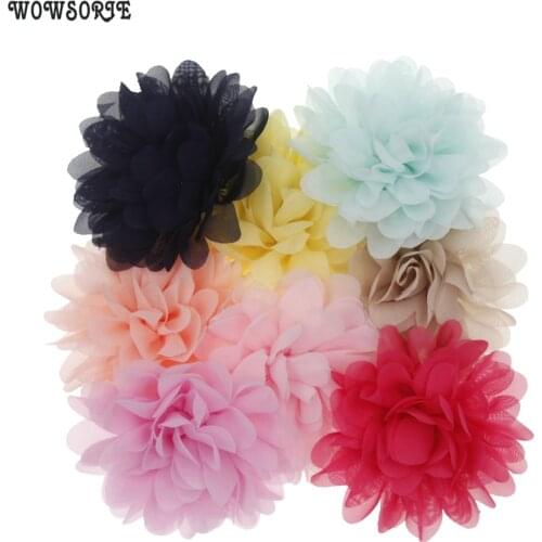 10cm Satin flower DIY accessories for Hair fabric flowers Chiffon Flower Hair Accessories Head wrap No Barrette bow 10pcs/lot