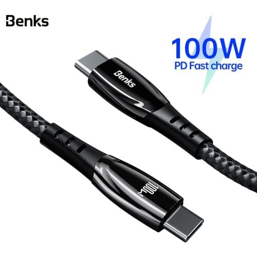 Benks D41 Type-C to Type-C 100W Zinc Alloy Cable For Xiaomi Huawei Android Laptop Braided Line Charger Data Transmission Cord