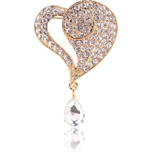 TODOX Brooch NEW geometric Rhinestone Crystal exquisite heart pin garment accessory party wedding gifts for women man