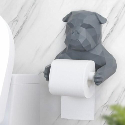 GEOMETRIC BULLDOG DOUBLE-LAYER PAPER TOWEL HOLDER FIGURINES CREATIVE HOME CAKE SHOP RESTAURANT RESIN CRAFTS DECORATION R2021