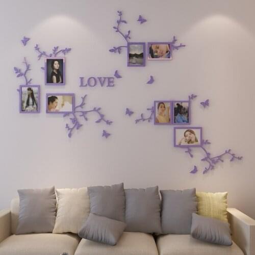 Love life Photo Frame Wall 3D Acrylic Crystal Three-dimensional wall stickers living room bedroom photo wall art Home decoration