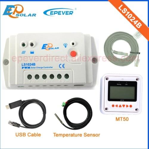 Battery Charger Controller EPEVER New PWM system solar regulator EPsolar USB cable&Temp sensor LS1024B 10A 10amps+MT50