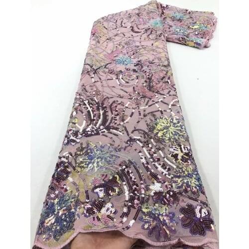 Hot Sale African Lace Fabric,2021 Embroidered Nigerian Lace Fabric With Sequins High Quality French Tulle Lace Fabric For Women