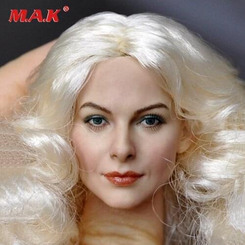Hot Sales DIY 1/6 Female Head Sculpt White Curls Action Figure KM-18-44 Head Painted Sculpt Pale Long Golden Hair