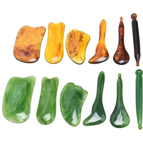 Natural Resin Amber SPA Massage Scraping for Face Neck Beeswax Guasha Scraper Massager Scrape Therapy Acupoint Acupressure