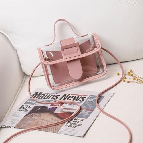 Ins Fashion Women Transparent Jelly Candy Color Small Bag Korean Solid Personality Big Buckle Crossbody Shoulder Handbag 2020