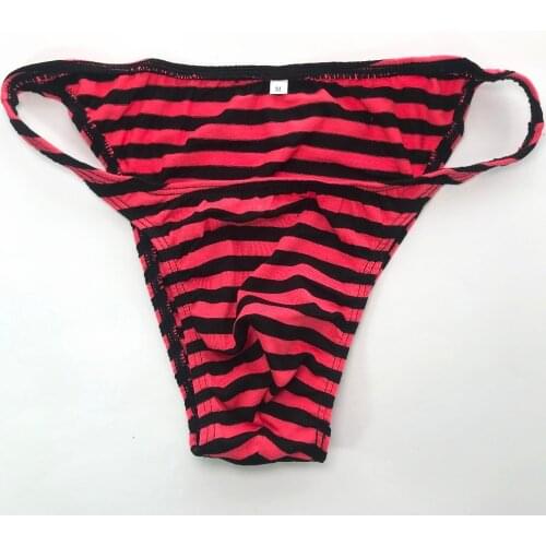 Mens String Bikini Stripe Jersy Poly/Cotton/Spandex G377C Narrow Waist Wide Stripes