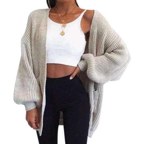2021 new womens wear is inferior to solid color loose European and American sweater medium length cardigan