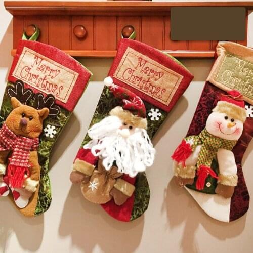 2021 New Year Christmas Stocking Xmas Gift Candy Bag Noel Christmas Decorations for Home Natal Navidad Sock Christmas Tree Decor