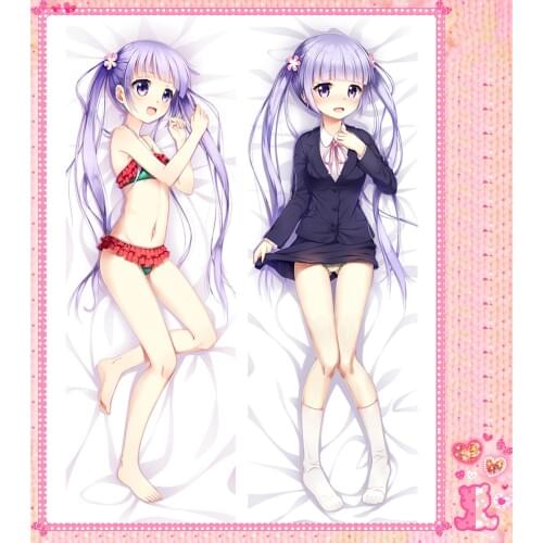 Anime Cartoon NEW GAME Double Bolster Hugging Pillow Case Cover Pillowcase Peach Skin 2 Way / WT No.16263