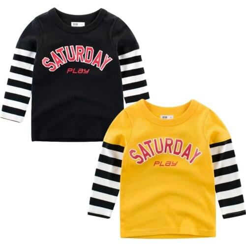 Baby Boys Clothes 2021 New Spring Autumn Tops T-Shirts Kids Cartoon Tee Children For 2-7 Years Old Long Sleeve Cotton Splicing