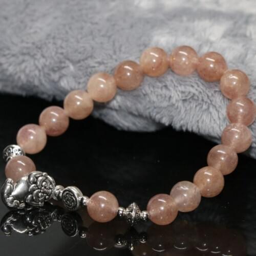 Original design luxury 8mm natural strawberry crystal quartz round beads bracelet for women elegant jewelry 7.5inch B2004