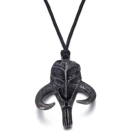 Mandalorian Mythosaur Skull Necklace Bounty Hunter Baby Master Pendant with Rope Chain Handmade Jewelry Women Men Cosplay