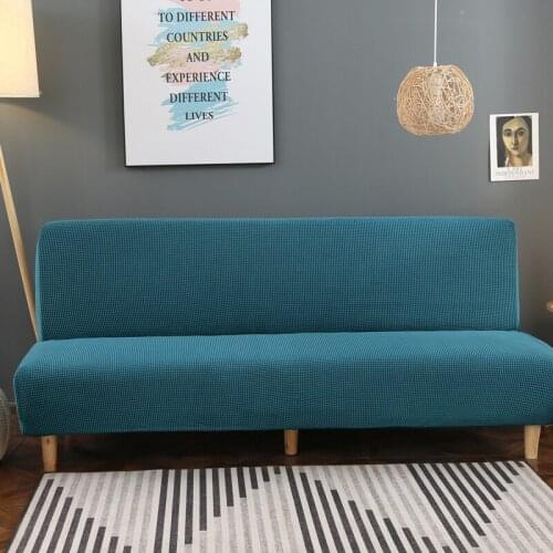 Blue Color Sofa Bed Cover Elastic All-inclusive Folding Sofas Modernos Para Sala Solid Color Removable Sofa Cover Wihout Armrest