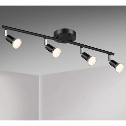 Swing down lamp GU10 LED Spotlight for office shopcase Black surface LED Ceiling Light cloth shop Bar LED Track Lighting 4-6 pcs
