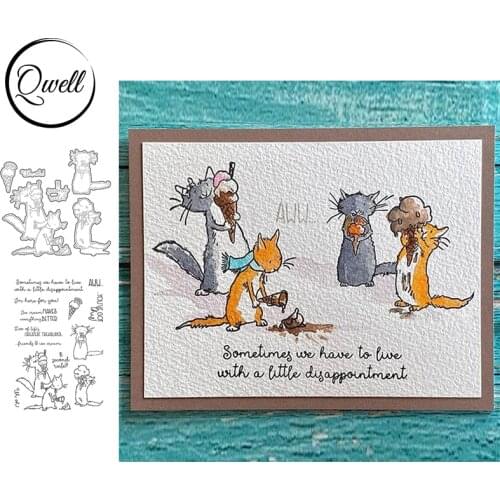 QWELL Greedy Mice Ice-cream Metal Cutting Dies With Clear Stamps Set DIY Scrapbooking Craft Paper Cards Album 2020 Hot Sale