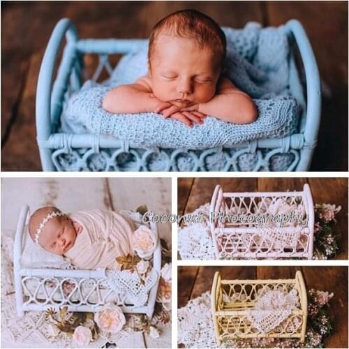 Coconut Newborn Photography Props Handmade Retro bamboo Basket Fotografie Accessories Studio Background bed