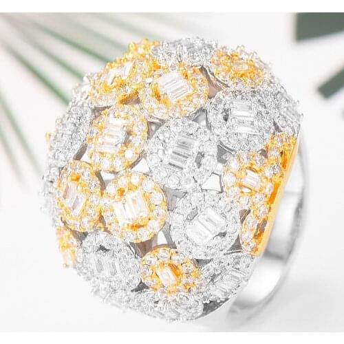 Blachette Luxury Charm Trendy Round Layerd Statement Stacks Rings for Women Cubic Zircon Finger Rings Beads Boho Beach Jewelry
