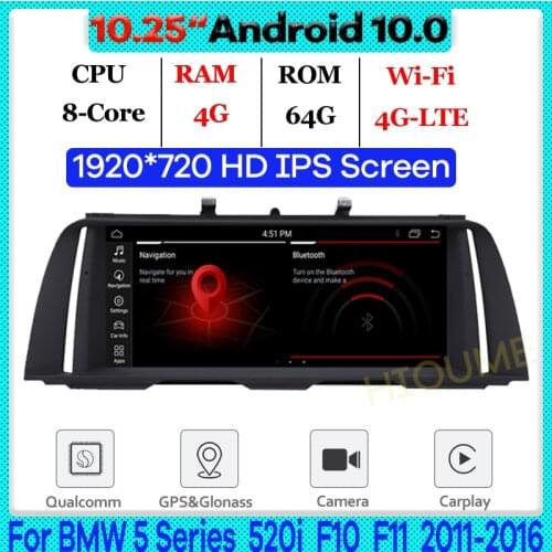 Snapdragon Android 10.0 1920*720P Car GPS Radio for BMW 5 Series 520i F10 F11 (2011-2016) CIC/NBT with BT Wi-Fi 4G Stereo DSP