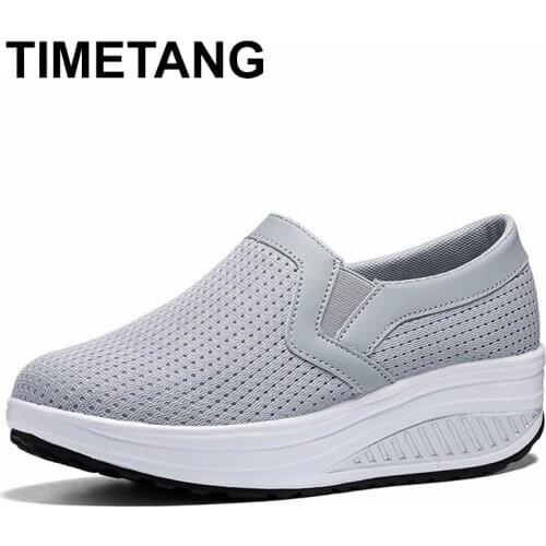 TIMETANG Women Air Mesh Woman Loafers Flat Platforms Female Shoe Casual Wedges Ladies Shoes Height Increasing FootwearE360