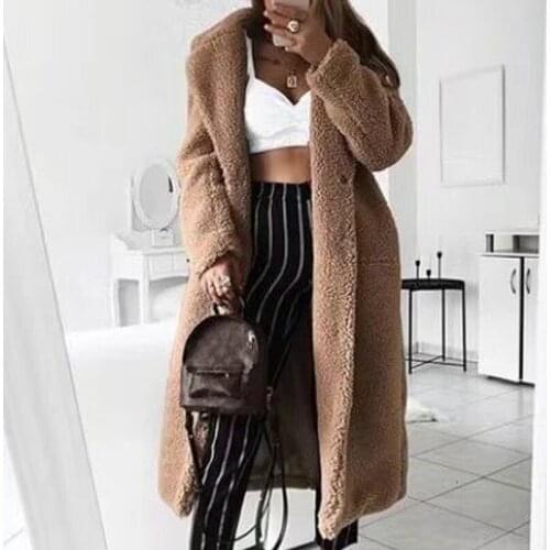 Thick Faux Fur Jackets Coats White 5Xl Autumn Winter Coat Women 2021 Casual Loose Solid Long Teddy Coat Female Vintage Plus Size