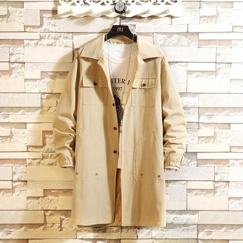 YASUGUOJI New 2021 Spring Mens Long Trench Coats Man Cotton Smart Casual Pockets Design Office Jackets Overcoat Plus Size M-5XL