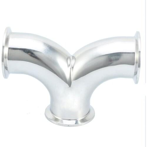 Three-Way Tee Pipe Fitting SS304 Y-shaped Tri Clamp Pipe Bend Tee Sanitary