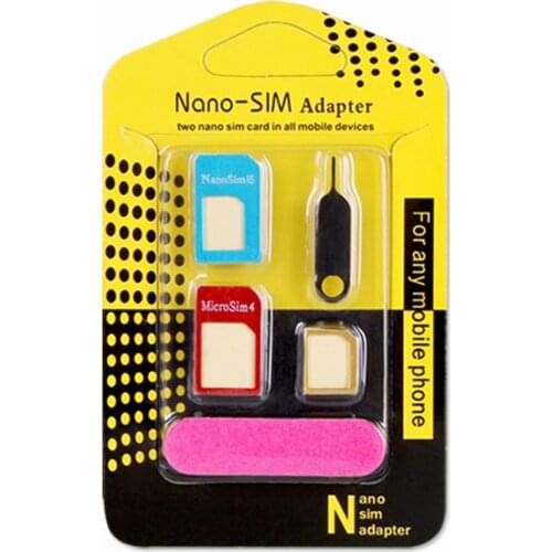 Universal 5 in 1 NanoSIM Card to Micro Standard Adapter Converter for Phone